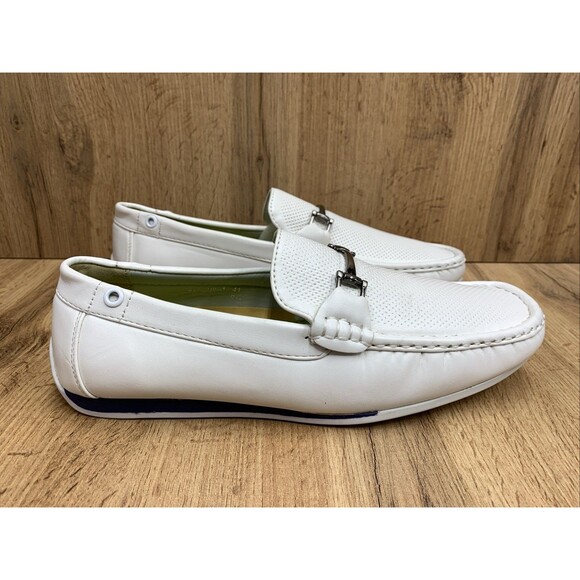 Franco Vanucci Mens Jeremy Loafers Slip On Shoes Faux Leather White Size 8.5 - Picture 2 of 16